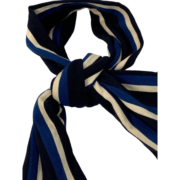 Banana Republic Stripe Wool Scarf Navy White Winter Accessory 70" x 9" 7338 - Picture 6 of 6